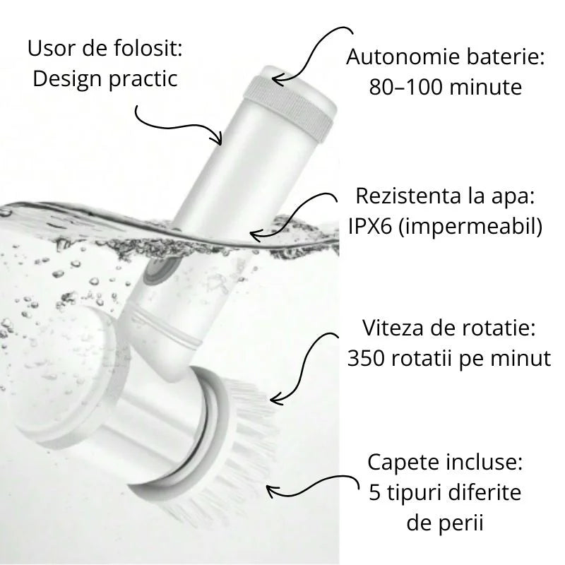 Perie Electrică cu 5 capete de Curățare