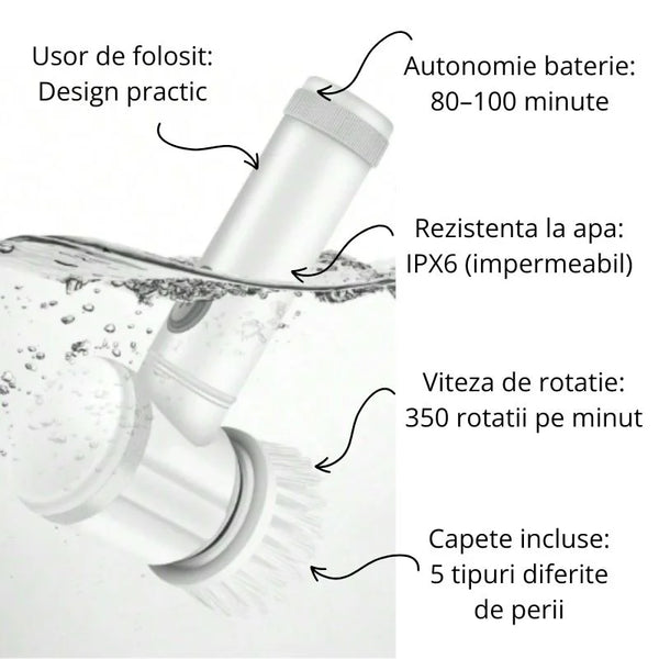 Perie Electrică de Curățare Ușoară