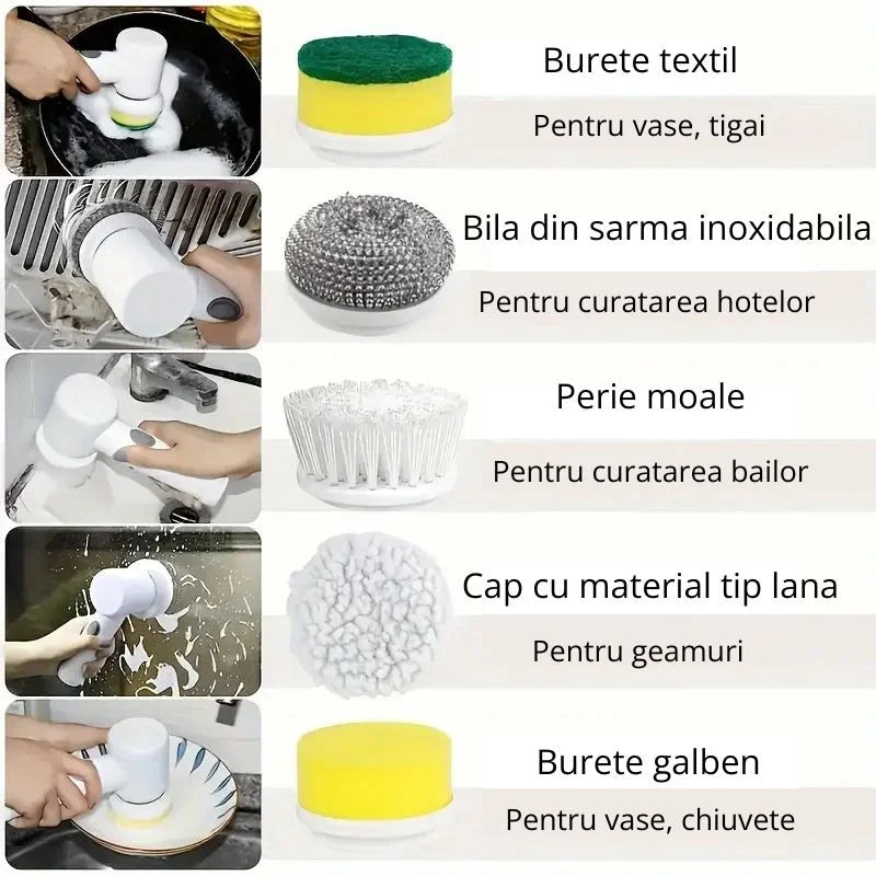Perie Electrică cu 5 capete de Curățare